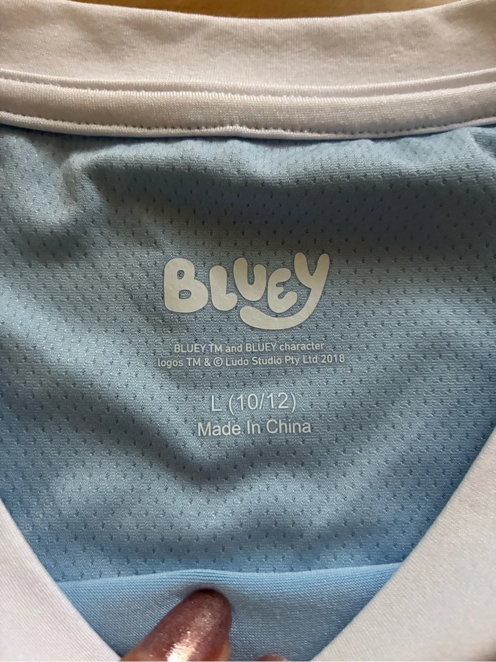 Lucy Light Blue 'BLUEY' Graphic Tee with White Accents